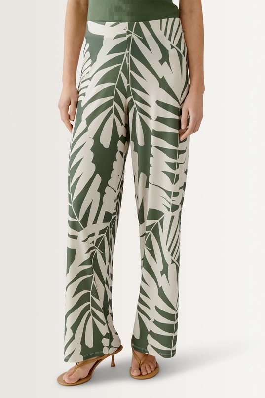 Broek met bladprint OUI