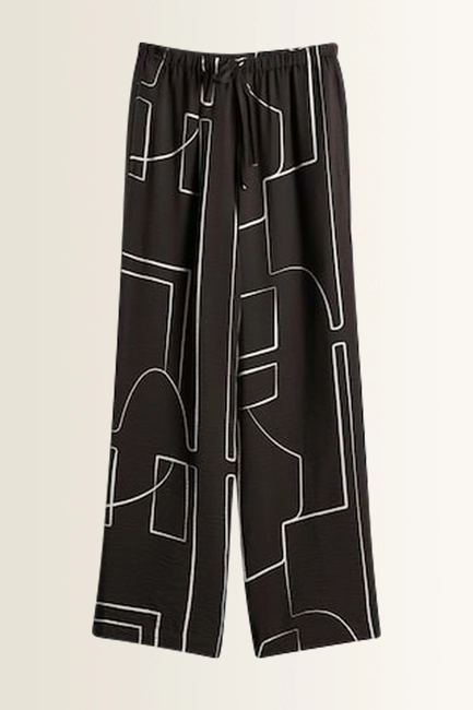 Broek met crêpestructuur Cevil graphic Someday