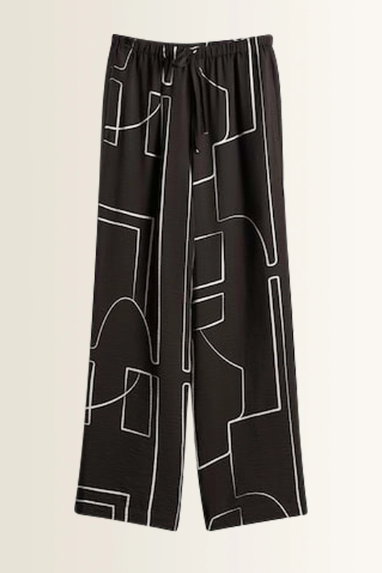 Broek met crêpestructuur Cevil graphic Someday