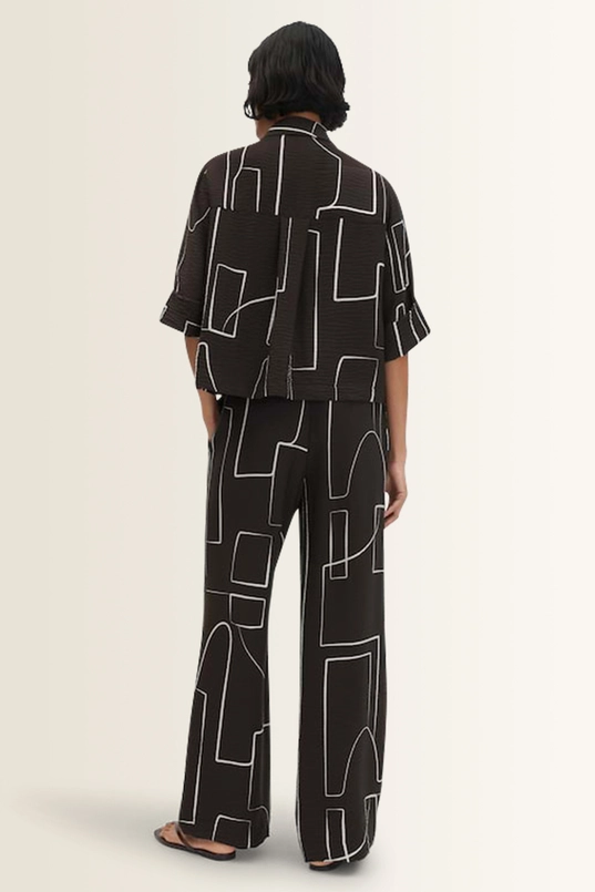 Broek met crêpestructuur Cevil graphic Someday