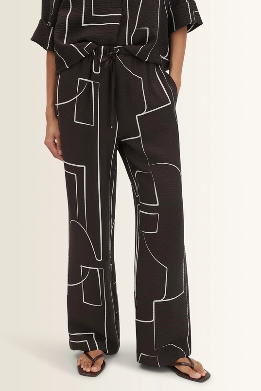 Broek met crêpestructuur Cevil graphic Someday