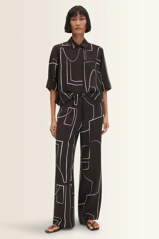 Broek met crêpestructuur Cevil graphic Someday