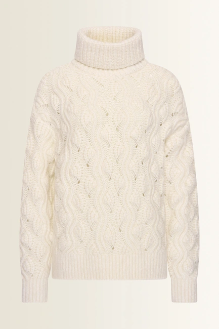 Chunky kabeltrui in wolmix met alpaca