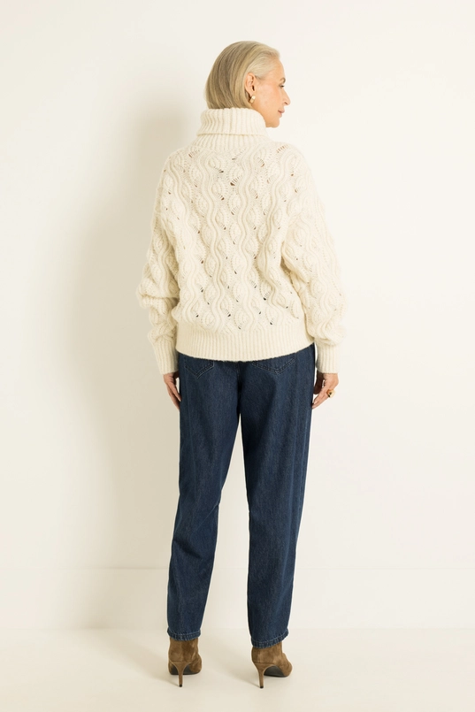 Chunky kabeltrui in wolmix met alpaca