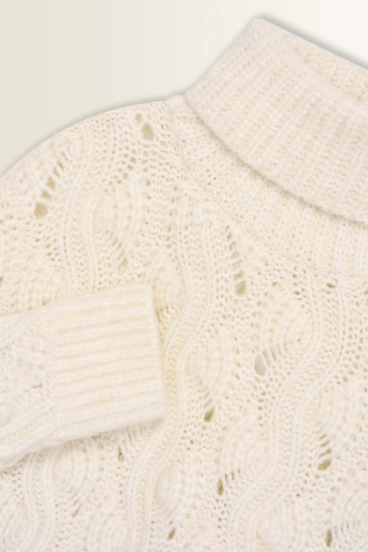Chunky kabeltrui in wolmix met alpaca