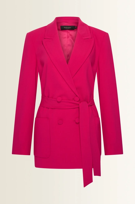 Coolwool blazer met strikceintuur