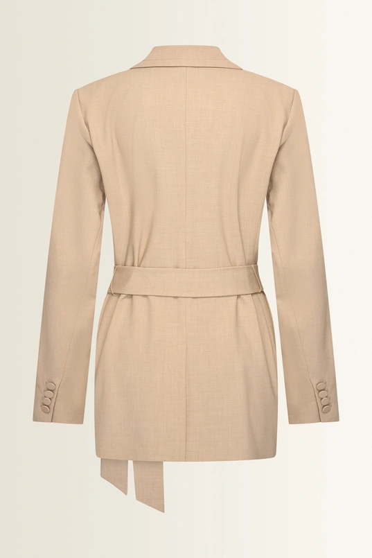 Coolwool blazer met strikceintuur