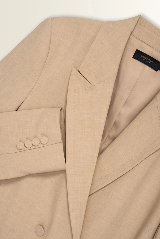 Coolwool blazer met strikceintuur