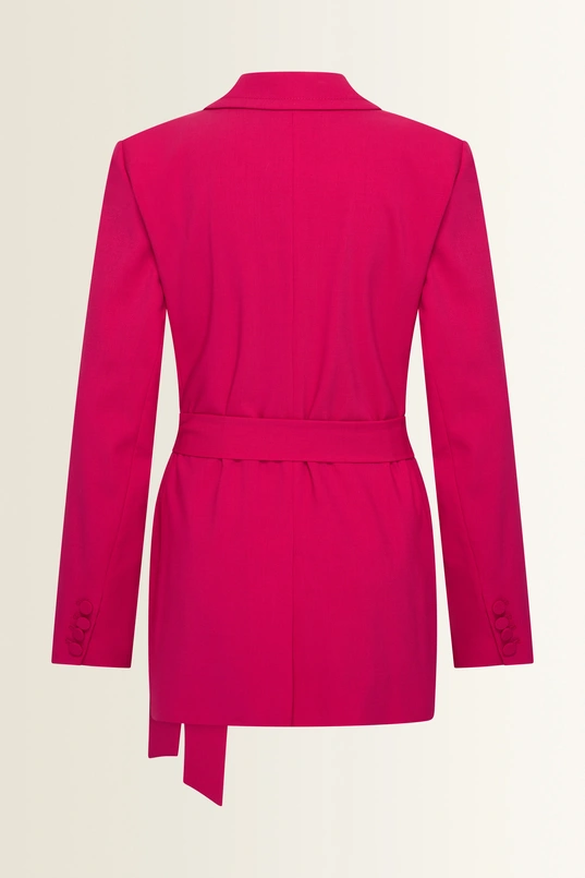 Coolwool blazer met strikceintuur