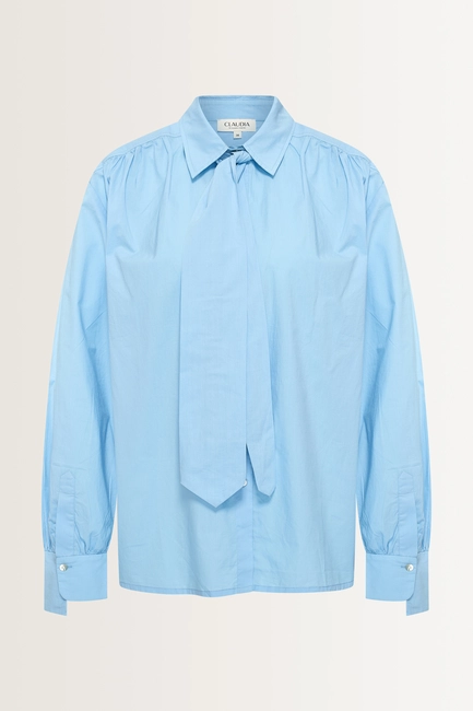 Cotton Tie blouse balloon sleeves