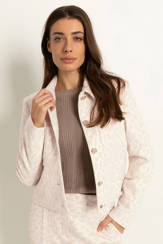 Cropped jacquard blazer
