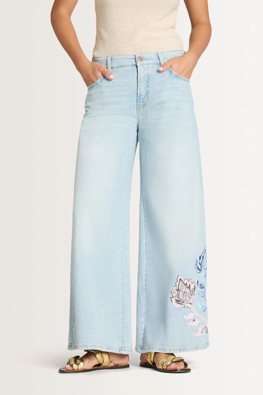 Cropped jeans met borduursel Palazzo Cambio