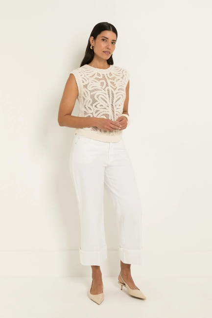 Cropped jeans met brede omslag