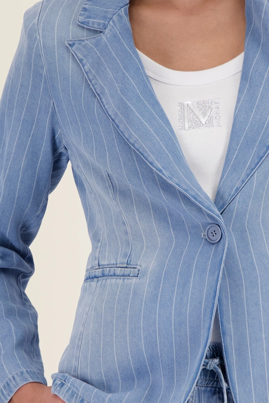 Denim blazer met krijtstreep Monari