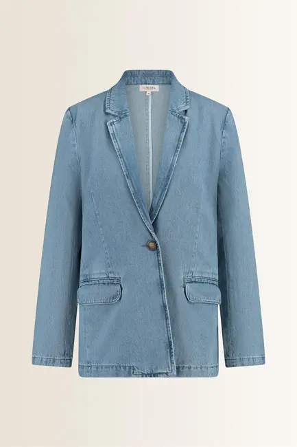 Denim blazer met reverskraag