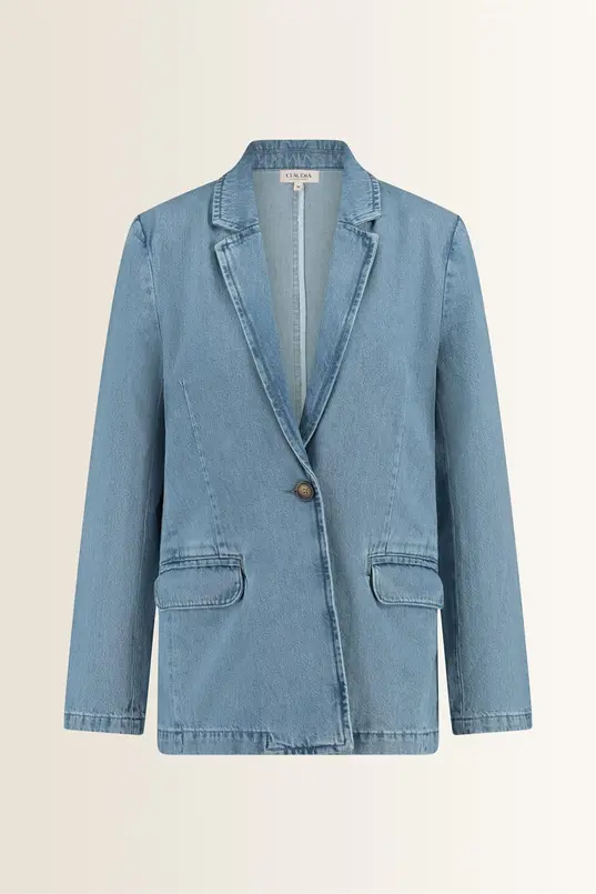 Denim blazer met reverskraag