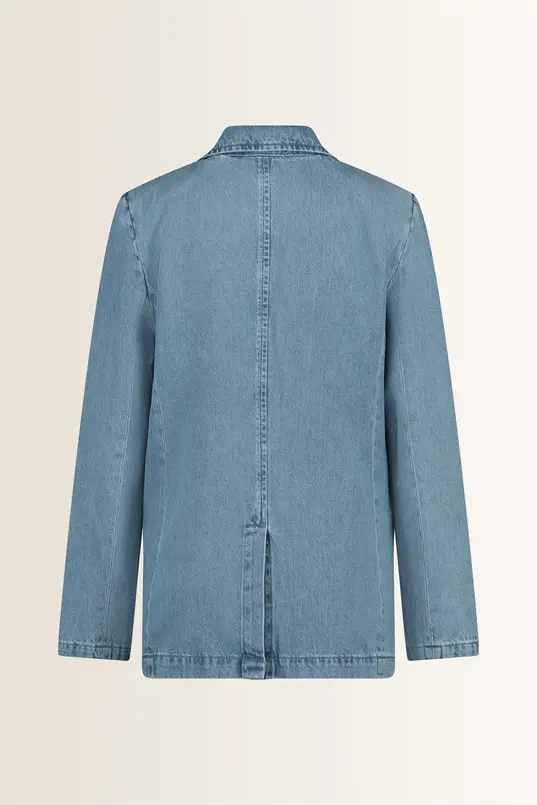 Denim blazer met reverskraag