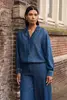 Denim blouse met aantrekkoord