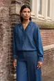 Denim blouse met aantrekkoord