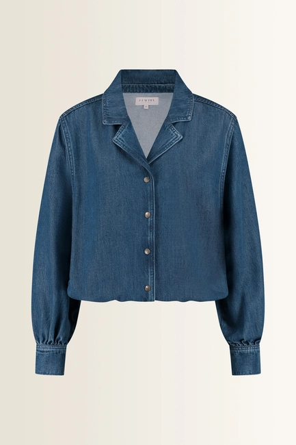 Denim blouse met aantrekkoord