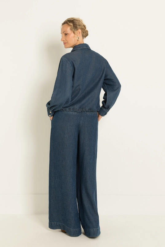 Denim blouse met aantrekkoord