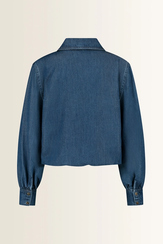 Denim blouse met aantrekkoord