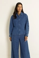 Denim blouse met barrelmouwen
