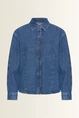 Denim blouse met barrelmouwen
