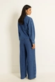 Denim blouse met barrelmouwen