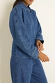 Denim blouse met barrelmouwen