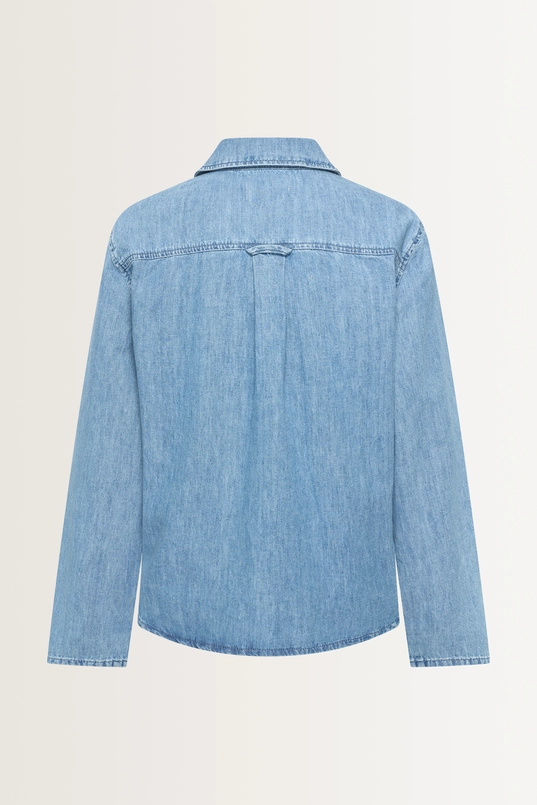 Denim blouse met klepzakken