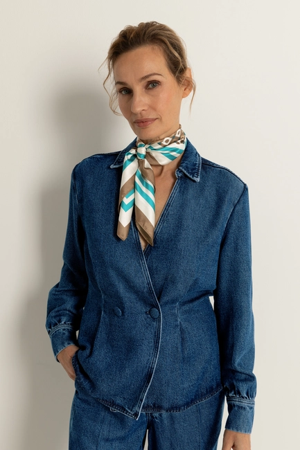 Denim blouse met overslag