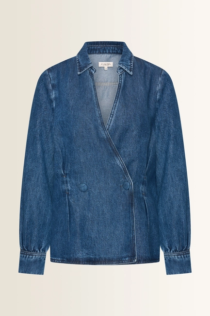 Denim blouse met overslag