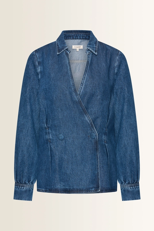 Denim blouse met overslag