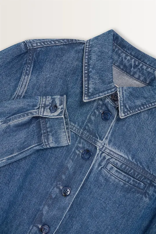 Denim blouse met plooidetail