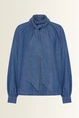 Denim blouse met strikkraag