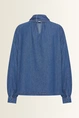 Denim blouse met strikkraag