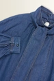 Denim blouse met strikkraag