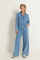 Denim blouse met V-hals
