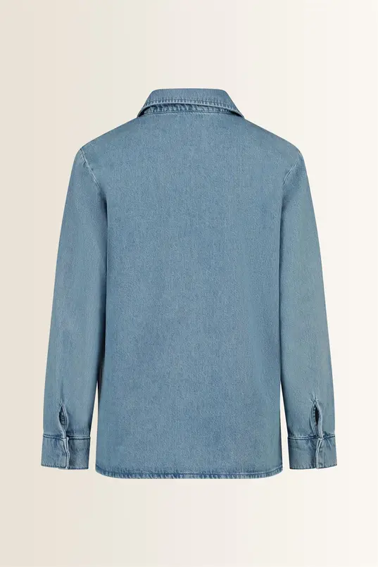Denim blouse met V-hals