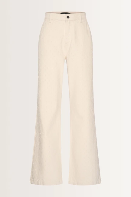 Denim broek met dotstructuur