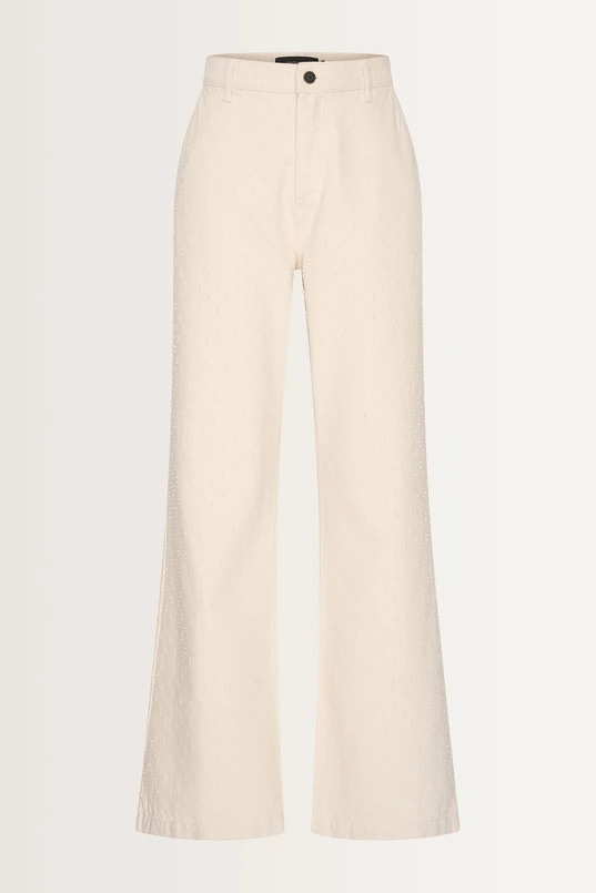 Denim broek met dotstructuur