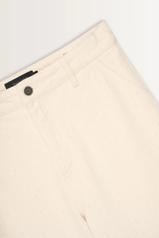 Denim broek met dotstructuur