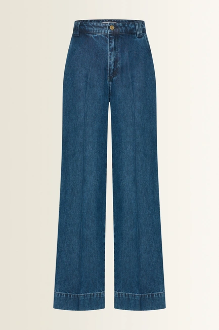 Denim broek wijde pijp