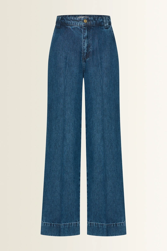 Denim broek wijde pijp