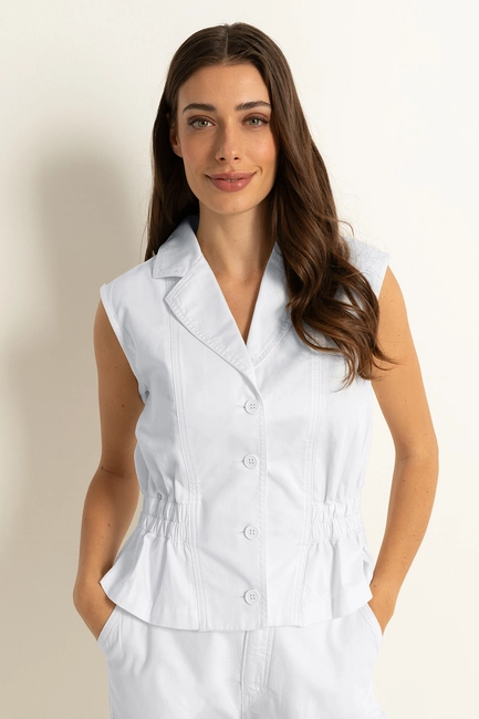 Denim gilet elastische taille