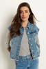 Denim gilet met rafelige zoom