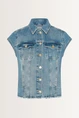 Denim gilet met rafelige zoom