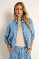 Denim jasje met bloezend effect