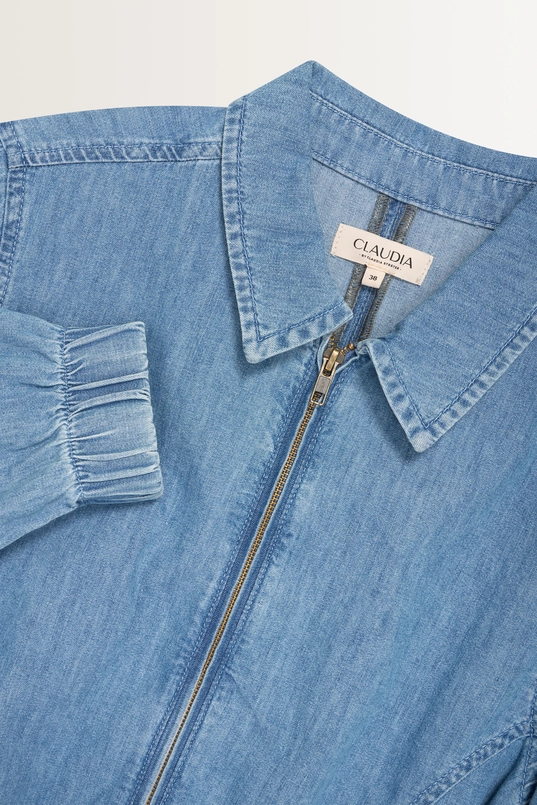 Denim jasje met bloezend effect